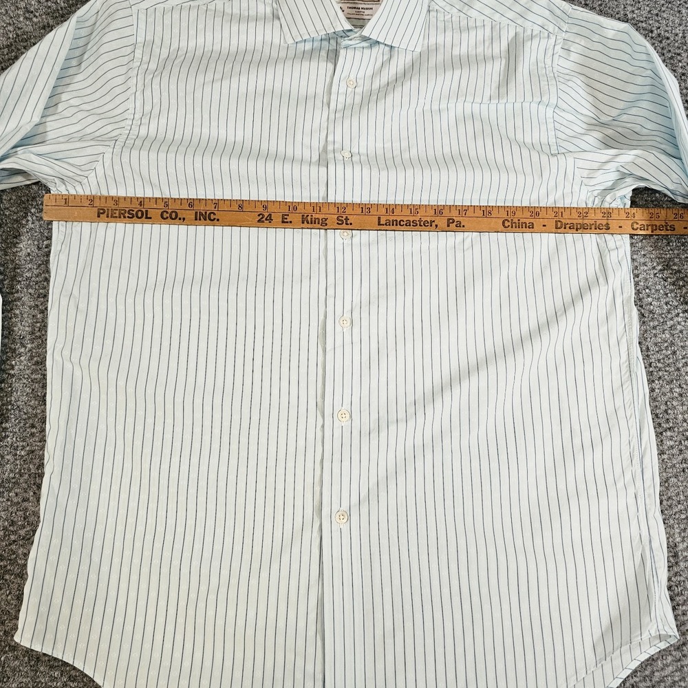 Brooks Brothers Luxury Thomas Mason Blue and White Pinstripe Button-Down Shirt - Picture 5 of 8